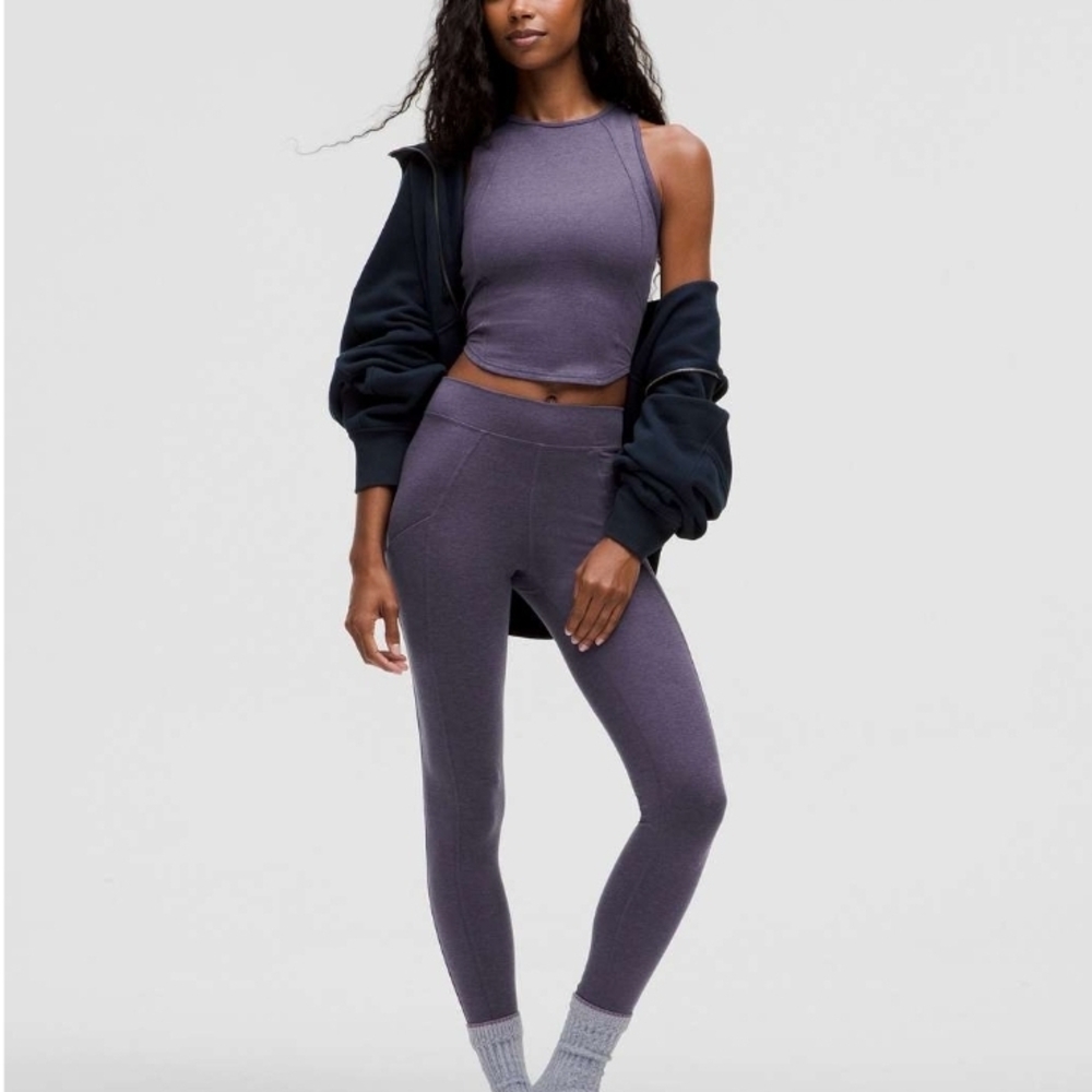 Lululemon Athletica Purple Leggings/Tank with Seamless Fit SET